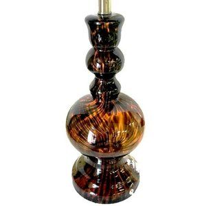 Pier One Table Lamp, Semitransparent Black Smoked & Amber Glass w/Gold Hardware